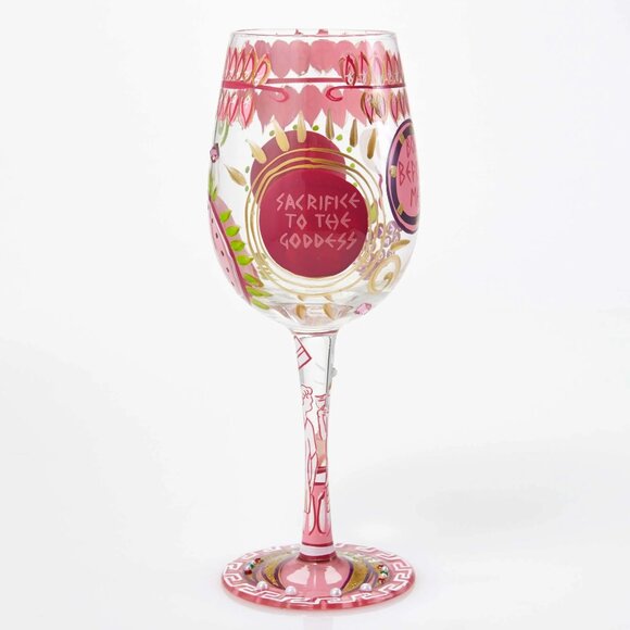 NIB!! Birthday Goddess Hand-painted Artisan Wine Glass - Picture 1 of 8